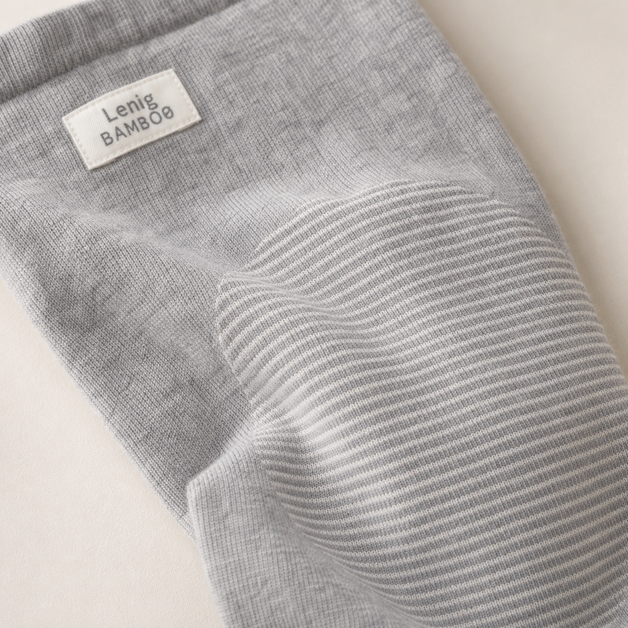 Close-up of the Lenig bamboo knit and reinforced knee zone