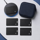 Five tracking cards with wireless charger and navy travel pouch